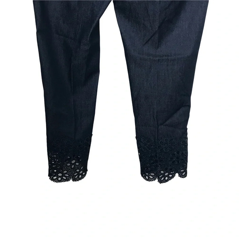 Ann Taylor Petite Crochet Lace Hem Crop Pants 2P